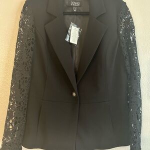 Dennis Basso Black Blazer with Lace Detail
